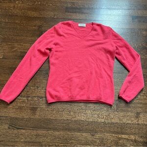 Neiman Marcus bright pink long sleeve cashmere sweater size small